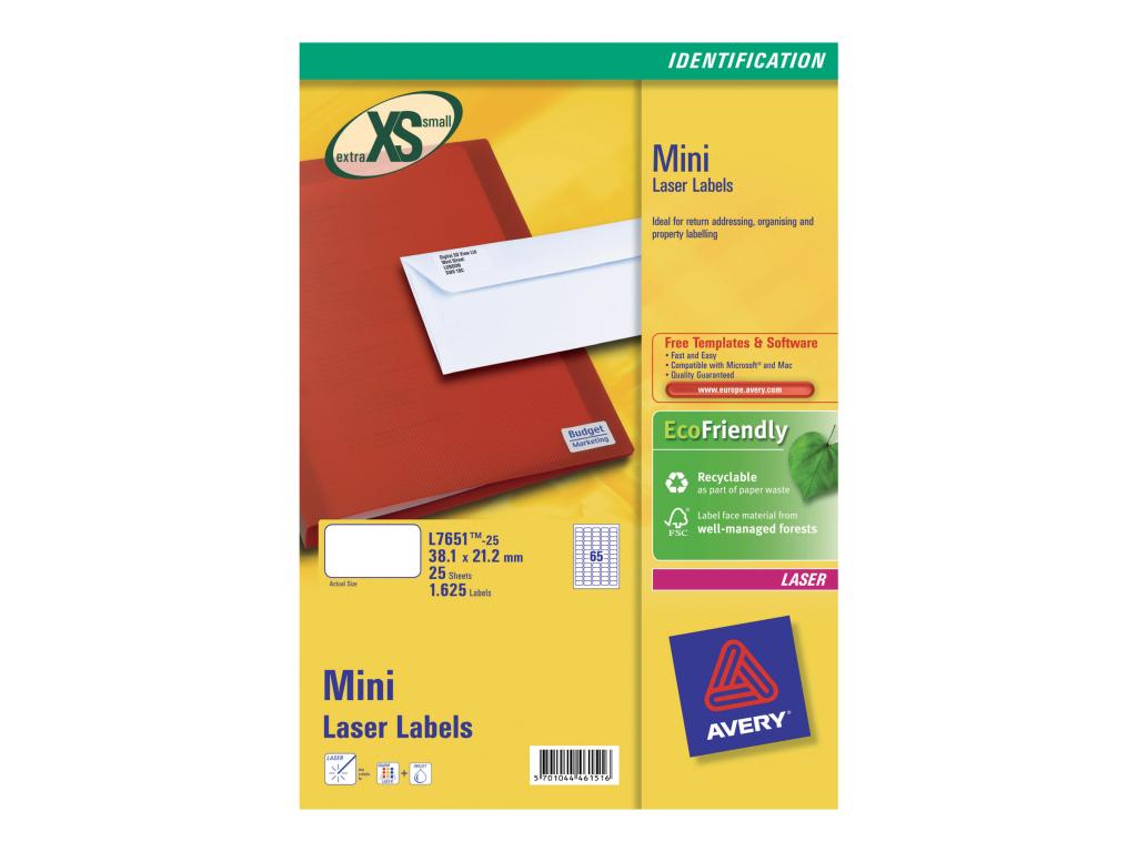 Image ZWECKFORM AVERY Mini-Etiketten, 38,1 x 21,2 mm, weiß runde Ecken, ProNature - F