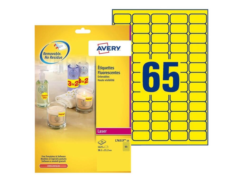 Image ZWECKFORM AVERY Mini-Kennzeichnungs-Etiketten, neongelb 38,1 x 21,2 mm, für Las