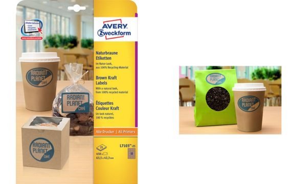 Image ZWECKFORM AVERY Naturbraune Etiketten, 63,5 x 42,3 mm, oval aus 100% Recycling-