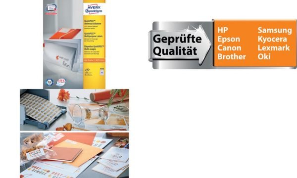 Image ZWECKFORM AVERY QuickPEEL Universal-Etiketten, 64 x 45 mm weiß, Rand rundum, Pr