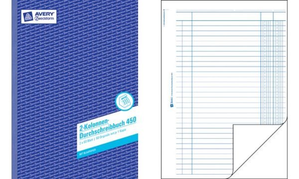 Image ZWECKFORM AVERY Zweckform Formularbuch "2 Kolonnen-Durchschreibbuch - für den M