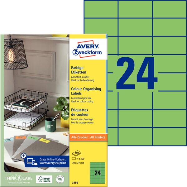 Image ZWECKFORM Avery - Aktenetiketten (File Folder Labels) - grün - 70 x 37 mm - 240