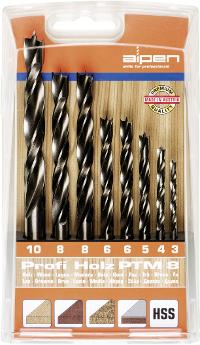 Image ALPEN Holz-Spiralbohrer-Set 8teilig Alpen 600093100 Zylinderschaft 1 Set