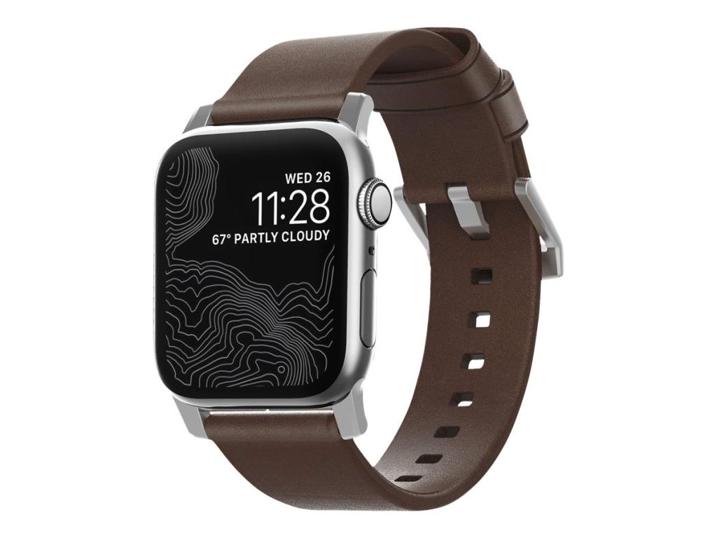 Image NOMAD GOODS Strap Modern Leather Brown Connector Silver 38/40 mm
