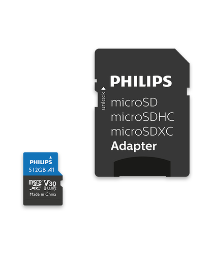 Image PHILIPS MicroSDXC Card     512GB Class 10 UHS-I U3 incl. Adapter