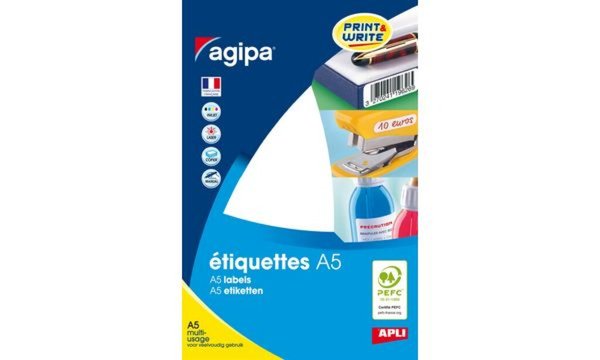 Image agipa Universal-Etiketten, 80 x 140 mm, weiß (334380000)