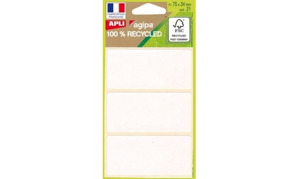 Image agipa Vielzweck-Etiketten, 34 x 75 mm, weiß, 100% recycelbar (62000095