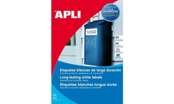 Image agipa Wetterfeste Folien-Etiketten, 210 x 297 mm, weiß (66000252)
