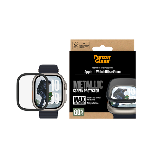 Image PANZERGLASS Screen Protector w. Black Metal Frame Apple Watch 2025 49mm | Ultra