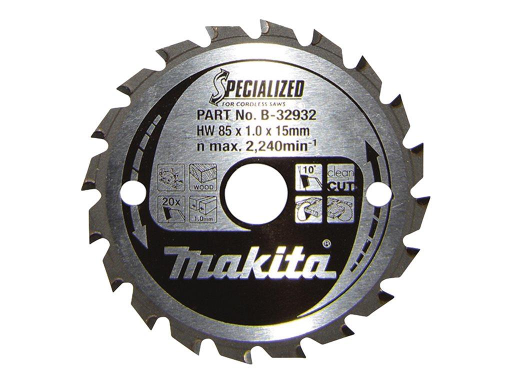 Image MAKITA SPECIALIZED Kreissägeblatt 85x15x20Z B-32932 Durchmesser: 85 mm Dicke:0.