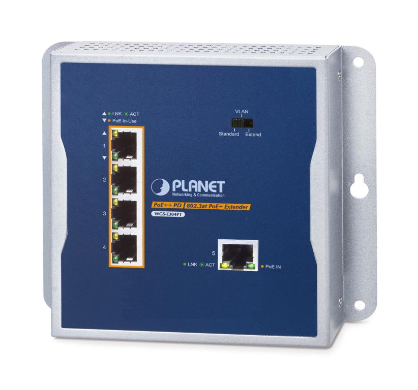 Image PLANET TECHNOLOGY Planet WGS-E304PT Industrial PoE+ Wall-mounted Extender 1-Por