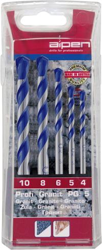 Image ALPEN Granitbohrer-Set 5teilig 4 mm, 5 mm, 6 mm, 8 mm, 10 mm Alpen 25700005100 