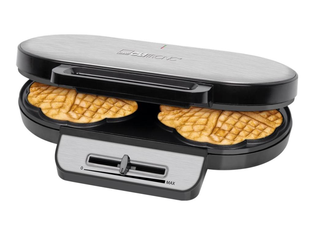 Image CLATRONIC WA 3745 Doppel-Waffeleisen Inox, Schwarz