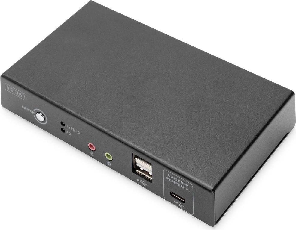 Image DIGITUS KVM Switch, 2-Port, USB-C, 4K30Hz, Netzwerk