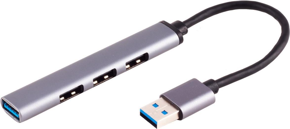 Image S-CONN maximum connectivity USB-A Hub, 3.0, 4-fach USB-A, ALU, slim, 0,12m (13-