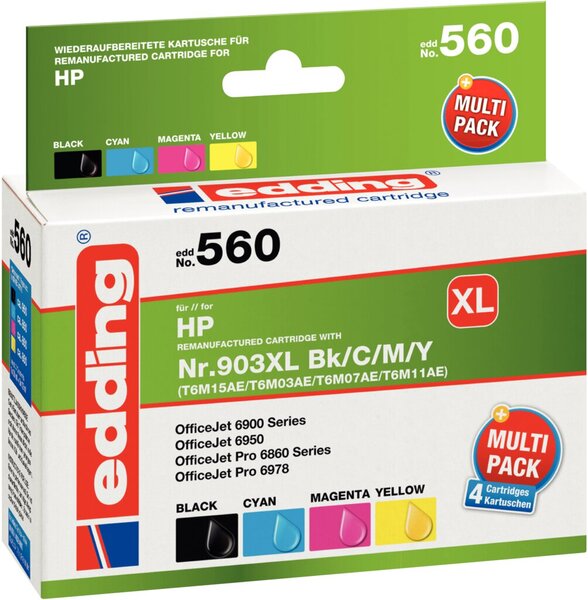 Image edding Tinte edd-560 XL, Multipack ersetzt HP 903XL (3HZ51AE) Multipack 4