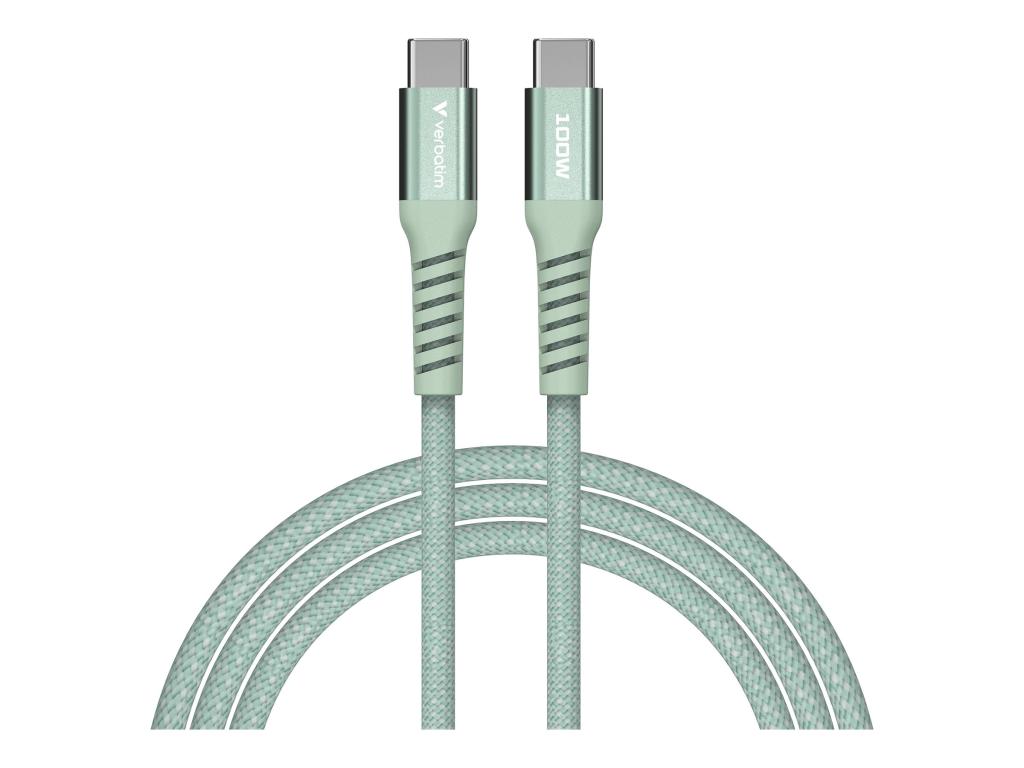 Image VERBATIM SyncundCharge 100W 120cm USB-C/USB-C Magnetic grün  31855 (31855)