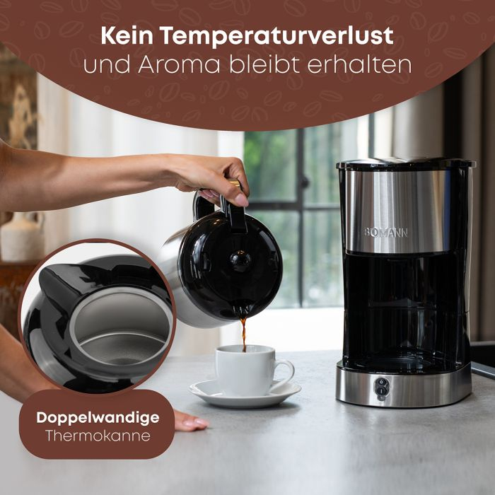 Image CLATRONIC Bomann KA 6066CB Ed Kaffeeautomat 10 Tassen 1,2L 800Watt Thermokanne