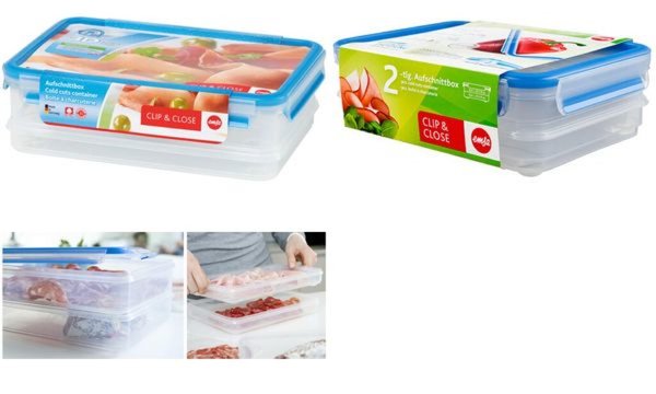 Image emsa Aufschnittbox CLIP & CLOSE, 2 x 0,6 Liter, transparent (6460107)