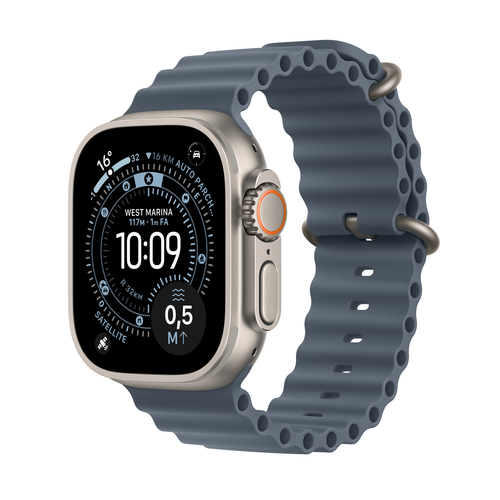 Image APPLE Watch Ultra 3 Titanium Cellular 49mm Natur (Ocean Armband maritimblau)