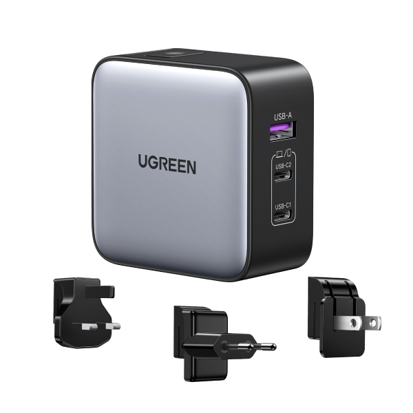 Image UGREEN USB-A+2*USB-C 65W GaN Worldwide Travel Fast Charger (90409)