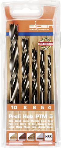 Image ALPEN Holz-Spiralbohrer-Set 5teilig Alpen 600114100 Zylinderschaft 1 Set