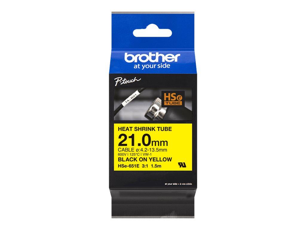 Image BROTHER Schrumpfschlauchkassette Brother 21,0mm gelb/schwarz  HSE651