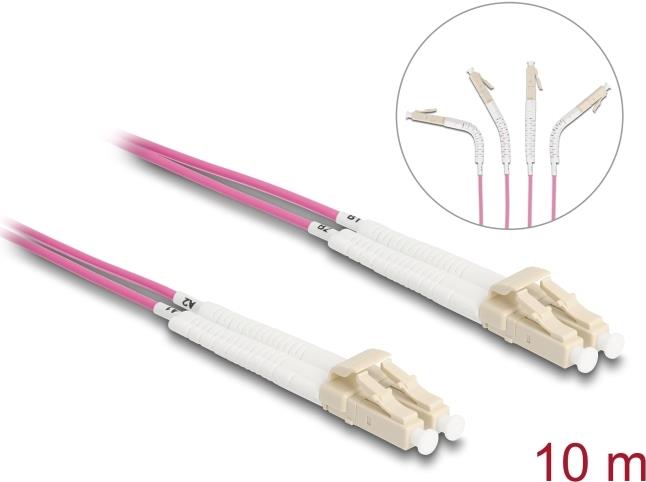 Image DELOCK LWL Kabel LC Duplex zu LC Duplex Multimode OM4 winkelbar 10 m