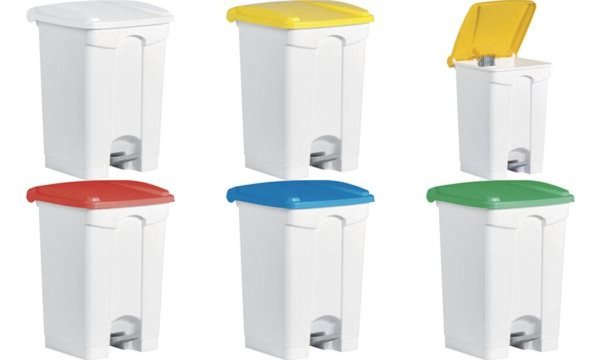 Image helit Tret-Abfalleimer the step, 45 Liter, weiß/gelb (5690701)