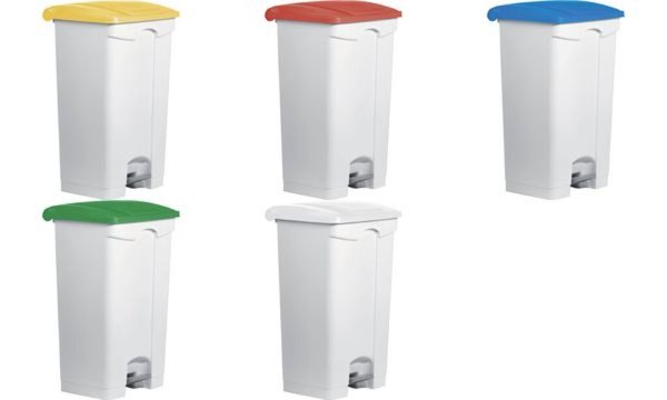 Image helit Tret-Abfalleimer the step, 90 Liter, weiß/blau (5690713)