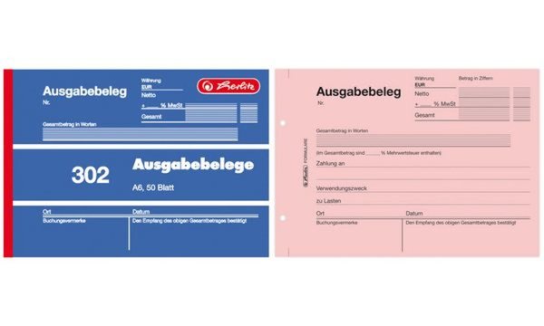 Image herlitz Formularbuch Ausgabebeleg 302, DIN A6, 50 Blatt (885608)