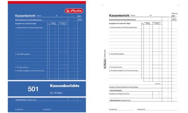 Image herlitz Formularbuch Kassenbericht 501 DIN A5, 50 Blatt (882514)
