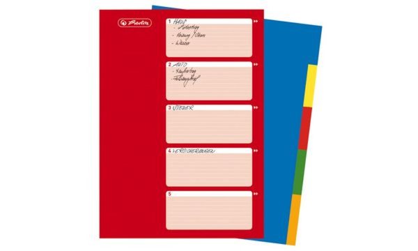 Image herlitz Kunststoff-Register, blanko , A4, farbig, 5-teilig (5950407)