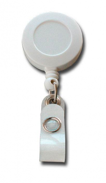 Image JOJO – Ausweishalter Ausweisclip Schlüsselanhänger, runde Form, Gürtelclip, Druckknopfschlaufe, Farbe weiss - 10 Stück