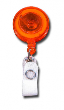 Image JOJO – Ausweishalter Ausweisclip Schlüsselanhänger, runde Form, Gürtelclip, Druckknopfschlaufe, Farbe transparent orange - 100 Stück