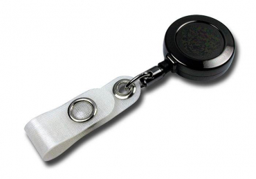 Image JOJO – Ausweishalter Ausweisclip Schlüsselanhänger, runde Form, Gürtelclip, Druckknopfschlaufe, Farbe Schwarz - 10 Stück