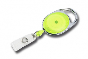 Image JOJO – Ausweishalter Ausweisclip Schlüsselanhänger ovale Form, Metallumrandung Druckknopfschlaufe, Farbe transparent gelb - 100 Stück