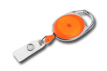Image JOJO – Ausweishalter Ausweisclip Schlüsselanhänger ovale Form, Metallumrandung Druckknopfschlaufe, Farbe transparent orange - 10 Stück