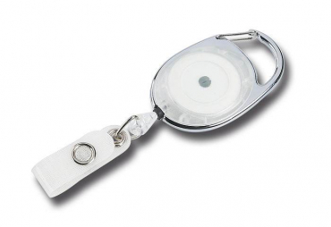 Image JOJO – Ausweishalter Ausweisclip Schlüsselanhänger ovale Form, Metallumrandung Druckknopfschlaufe, Farbe transparent weiss - 10 Stück
