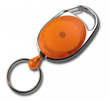 Image JOJO – Ausweishalter Ausweisclip Schlüsselanhänger ovale Form, Metallumrandung Schlüsselring, Farbe transparent orange - 10 Stück