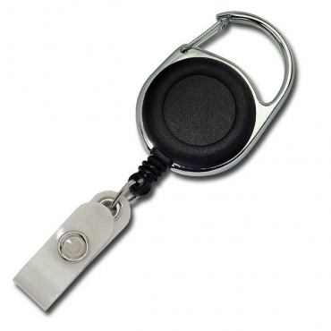 Image JOJO – Ausweishalter Ausweisclip Schlüsselanhänger runde Form Metallumrandung Druckknopfschlaufe Farbe schwarz- 100 Stück