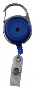 Image JOJO – Ausweishalter Ausweisclip Schlüsselanhänger runde Form Metallumrandung Druckknopfschlaufe Farbe transparent blau - 10 Stück