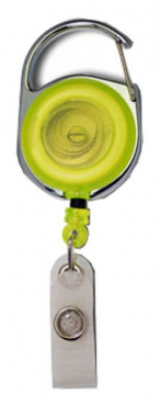 Image JOJO – Ausweishalter Ausweisclip Schlüsselanhänger runde Form Metallumrandung Druckknopfschlaufe Farbe transparent gelb - 10 Stück