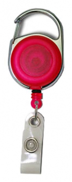 Image JOJO – Ausweishalter Ausweisclip Schlüsselanhänger runde Form Metallumrandung Druckknopfschlaufe Farbe transparent pink - 10 Stück