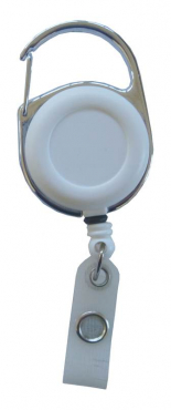Image JOJO – Ausweishalter Ausweisclip Schlüsselanhänger runde Form Metallumrandung Druckknopfschlaufe Farbe weiß- 10 Stück