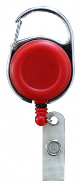Image JOJO – Ausweishalter Ausweisclip Schlüsselanhänger runde Form Metallumrandung Druckknopfschlaufe Farbe rot- 10 Stück