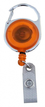 Image JOJO – Ausweishalter Ausweisclip Schlüsselanhänger runde Form Metallumrandung Druckknopfschlaufe Farbe transparent orange - 100 Stück