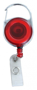 Image JOJO – Ausweishalter Ausweisclip Schlüsselanhänger runde Form Metallumrandung Druckknopfschlaufe Farbe transparent rot- 10 Stück