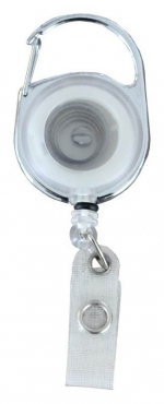 Image JOJO – Ausweishalter Ausweisclip Schlüsselanhänger runde Form Metallumrandung Druckknopfschlaufe Farbe transparent weiss- 10 Stück