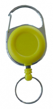 Image JOJO – Ausweishalter / Ausweisclip / Schlüsselanhänger mit runder Form, Metallumrandung, Gürtelclip, Schlüsselring, Farbe gelb - 100 Stück